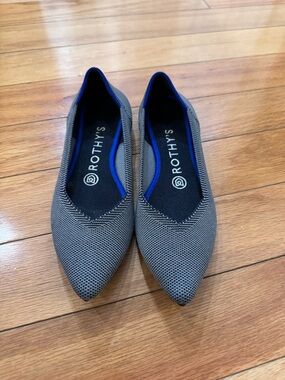 Rothy’s The Point Women’s Flats in Cloud Grey Birdseye Knit Ballet shoes Size 7